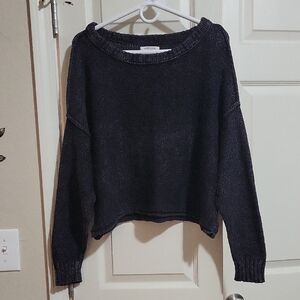 American Eagle Outfitters Black Cropped Crew Neck Sweater